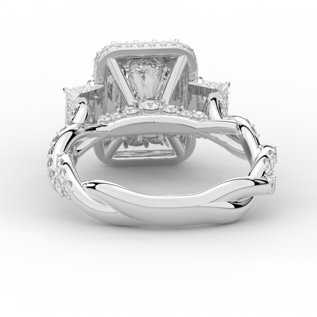 4.70CT.TW RADIANT LAB DIAMOND 3 STONE ENGAGEMENT RING - Nazarelle