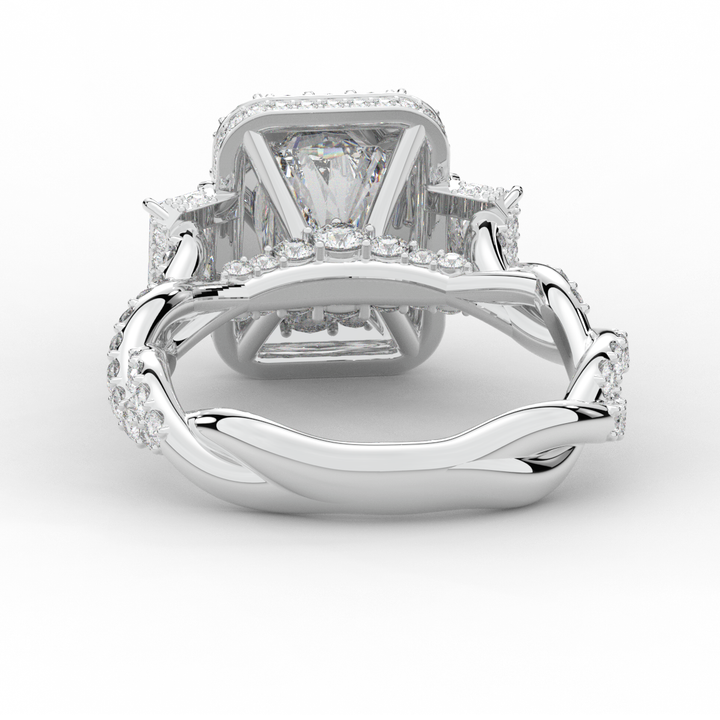 4.70CT.TW RADIANT LAB DIAMOND 3 STONE ENGAGEMENT RING - Nazarelle