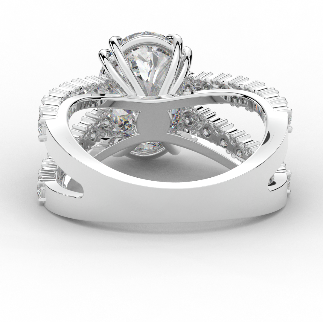 3.75CT.TW OVAL LAB DIAMOND SPLIT BAND ENGAGEMENT RING - Nazarelle