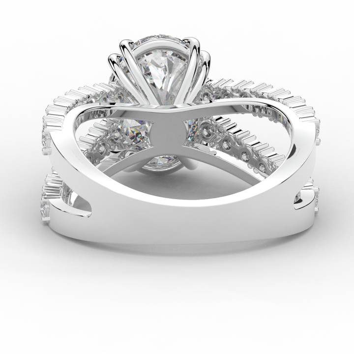 3.75CT.TW OVAL LAB DIAMOND SPLIT BAND ENGAGEMENT RING - Nazarelle