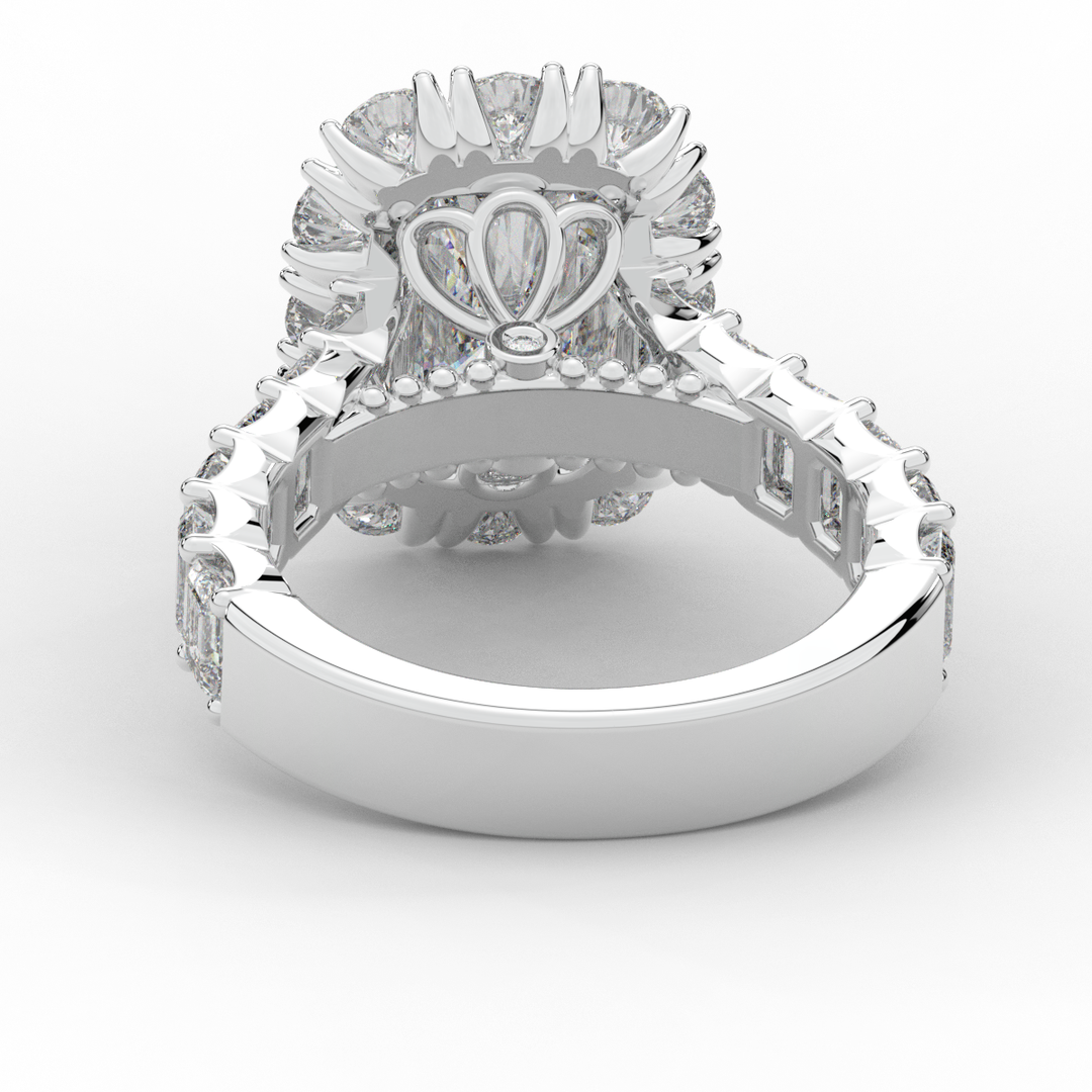 6.00CT.TW RADIANT LAB DIAMOND HALO ENGAGEMENT RING - Nazarelle