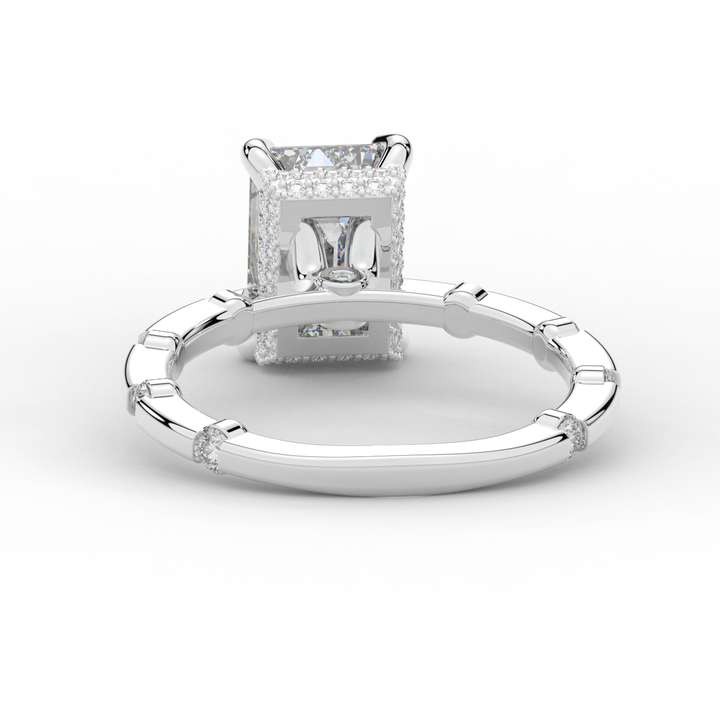 2.60CT.TW RADIANT LAB DIAMOND UNDERHALO SOLITAIRE ENGAGEMENT RING - Nazarelle