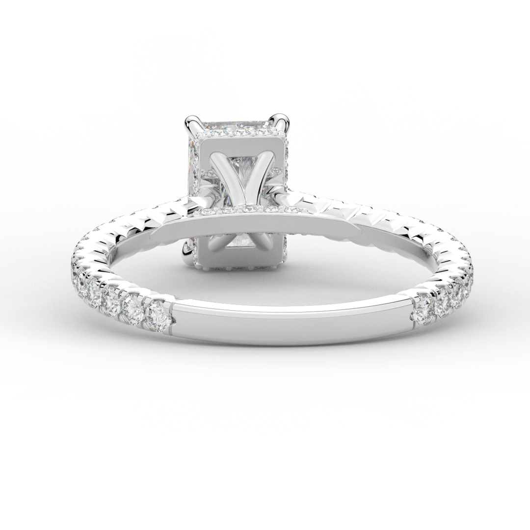 2.10CT.TW RADIANT LAB DIAMOND UNDERHALO SOLITAIRE ENGAGEMENT RING - Nazarelle