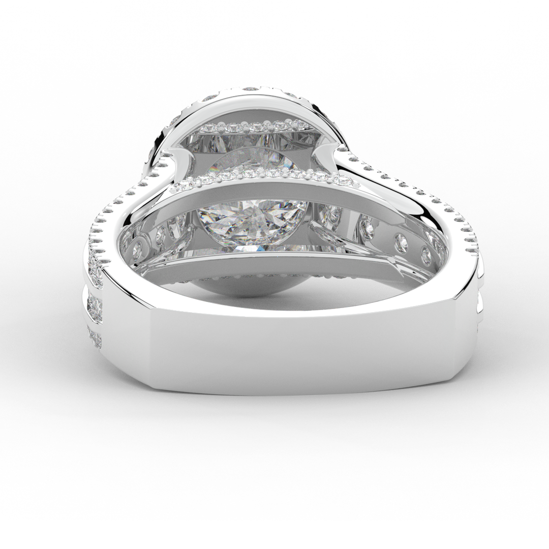 2.90CT.TW ROUND LAB DIAMOND HALO ENGAGEMENT RING - Nazarelle