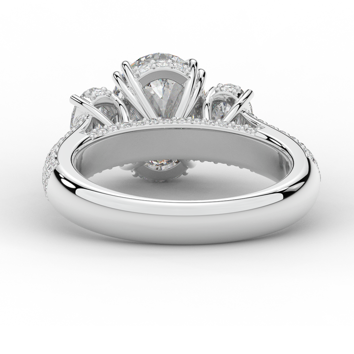 3.70CT.TW OVAL LAB DIAMOND 3 STONE ENGAGEMENT RING - Nazarelle