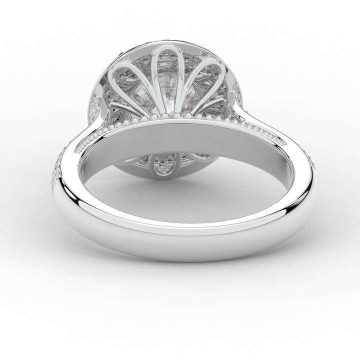 2.45CT.TW ROUND LAB DIAMOND HALO ENGAGEMENT RING - Nazarelle