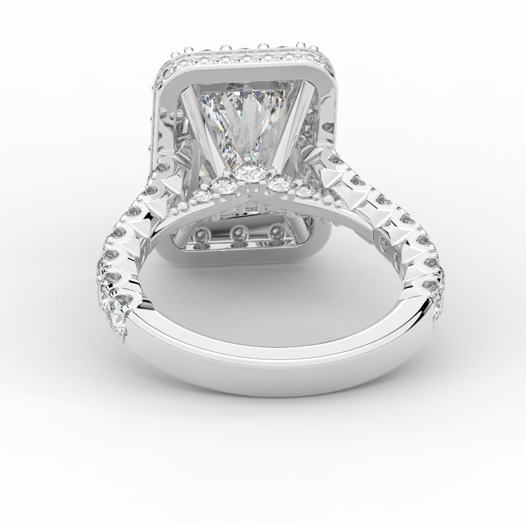 4.50CT.TW RADIANT LAB DIAMOND HALO ENGAGEMENT RING - Nazarelle