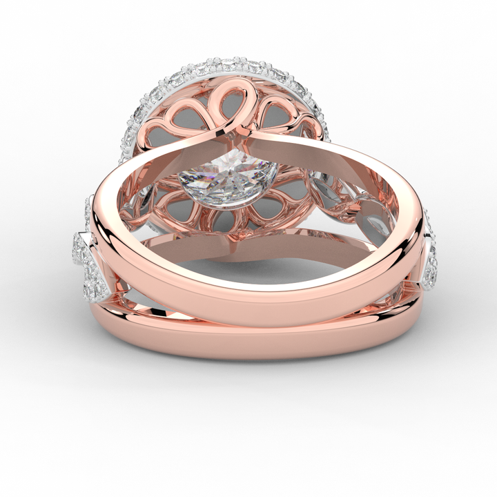 2.85CT.TW ROUND LAB DIAMOND HALO TWO TONE ENGAGEMENT RING - Nazarelle