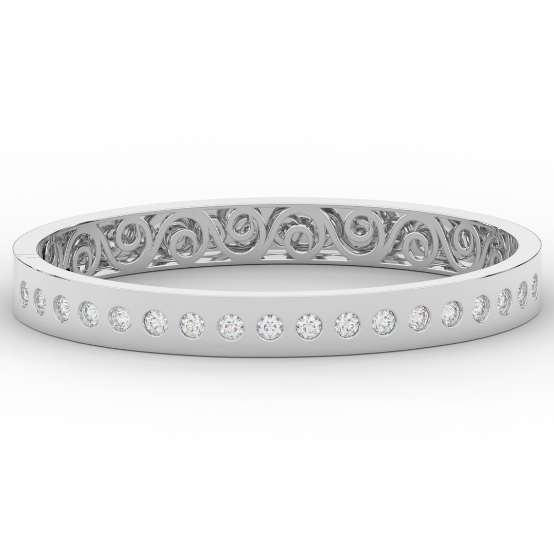 4.50CT.TW ROUND LAB DIAMOND ETERNITY BEZEL SET BANGLE - Nazarelle