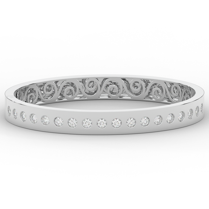 4.50CT.TW ROUND LAB DIAMOND ETERNITY BEZEL SET BANGLE - Nazarelle