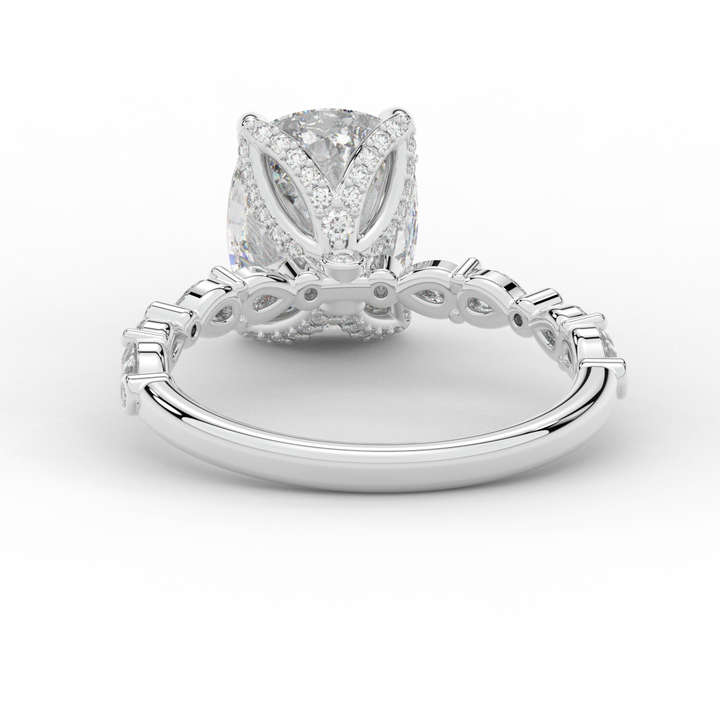 3.60CT.TW CUSHION LAB DIAMOND SOLITAIRE ENGAGEMENT RING - Nazarelle