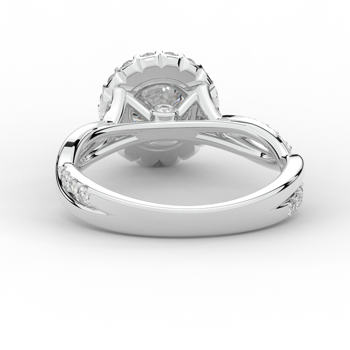1.35CT.TW ROUND LAB DIAMOND HALO TWIST BAND ENGAGEMENT RING - Nazarelle