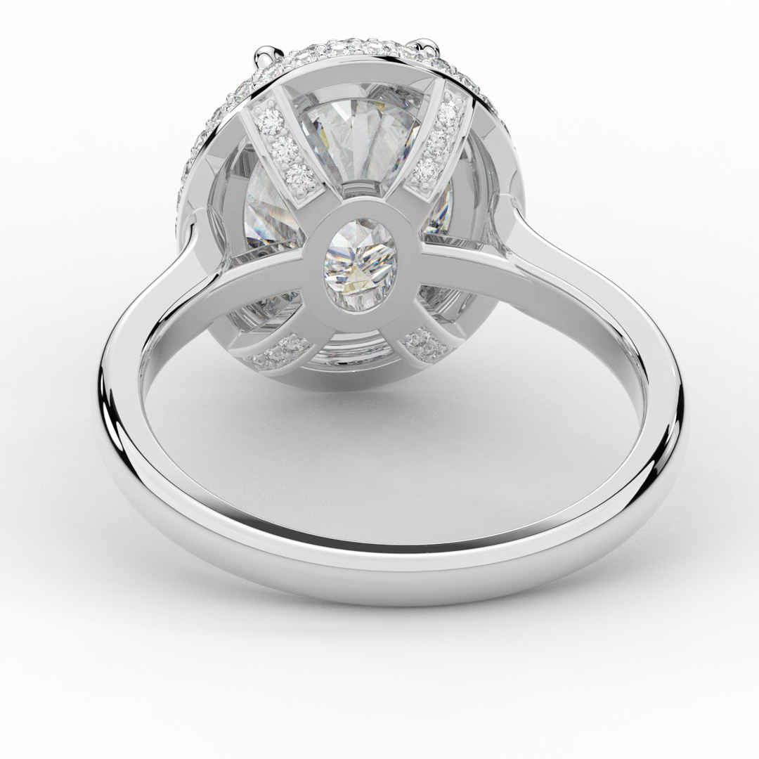 4.40CT.TW OVAL LAB DIAMOND HALO ENGAGEMENT RING - Nazarelle