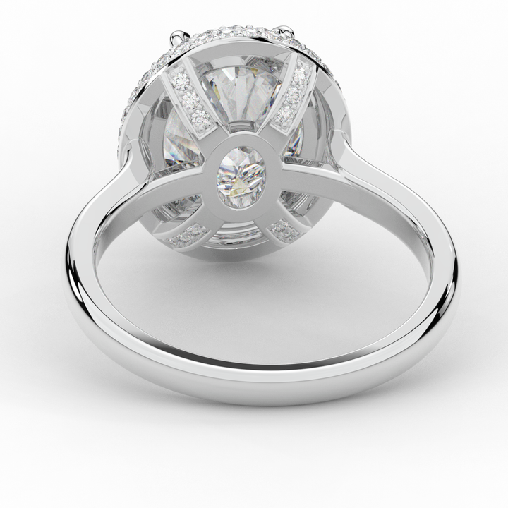 4.40CT.TW OVAL LAB DIAMOND HALO ENGAGEMENT RING - Nazarelle