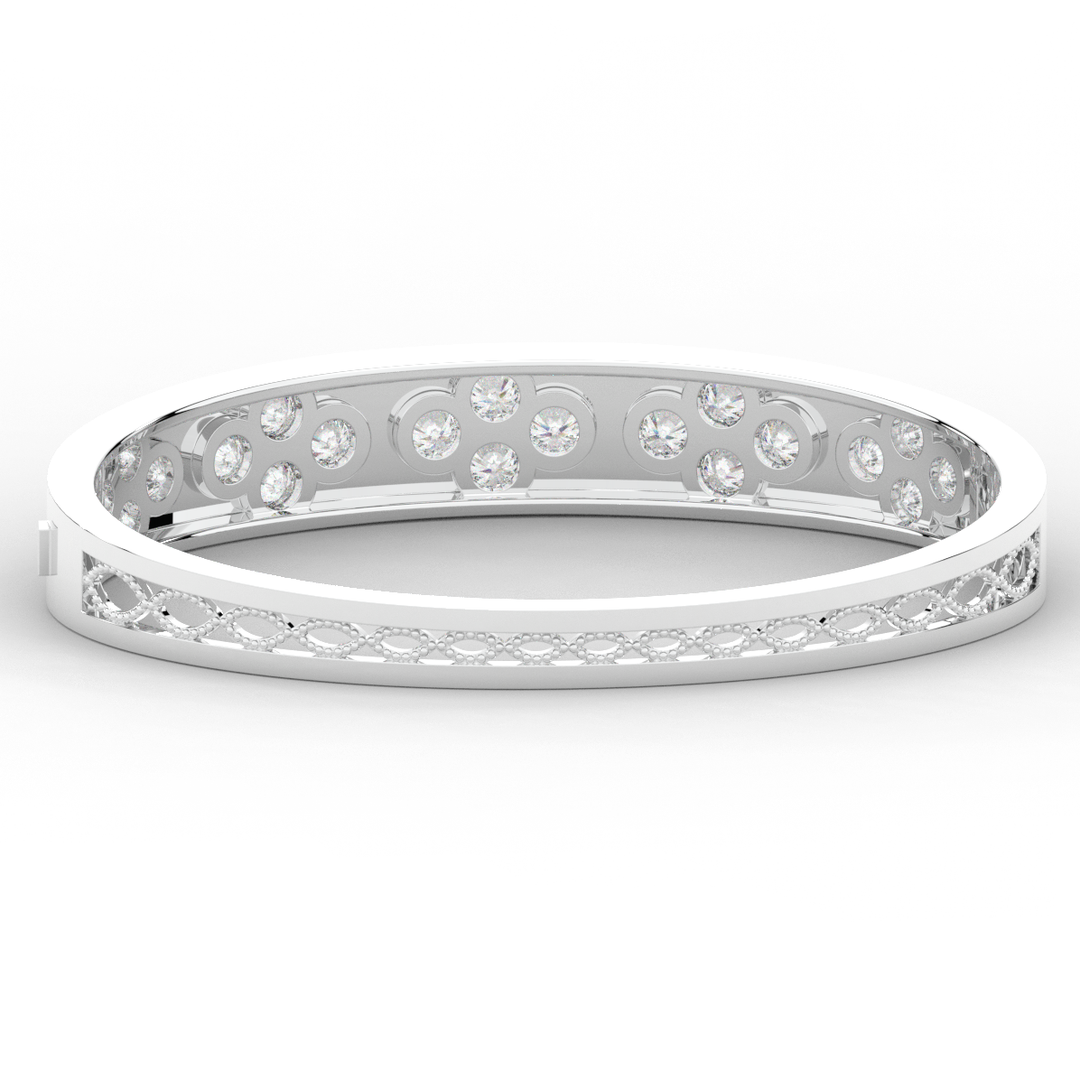 4.10CT.TW ROUND LAB DIAMOND BEZEL SET BANGLE - Nazarelle