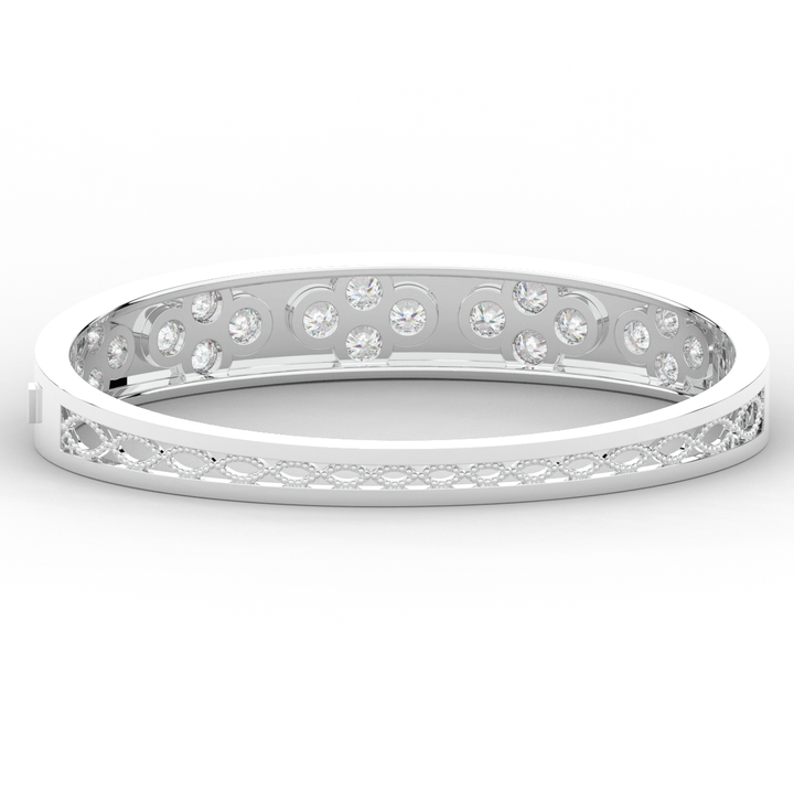 4.10CT.TW ROUND LAB DIAMOND BEZEL SET BANGLE - Nazarelle
