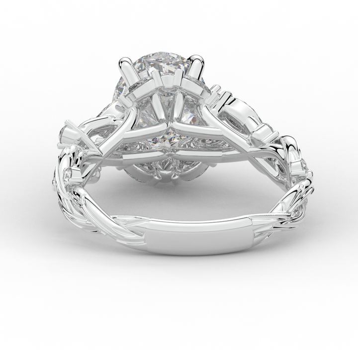 2.60CT.TW OVAL LAB DIAMOND STYLIZED VINE AND TREE BARK FINISH ENGAGEMENT RING - Nazarelle