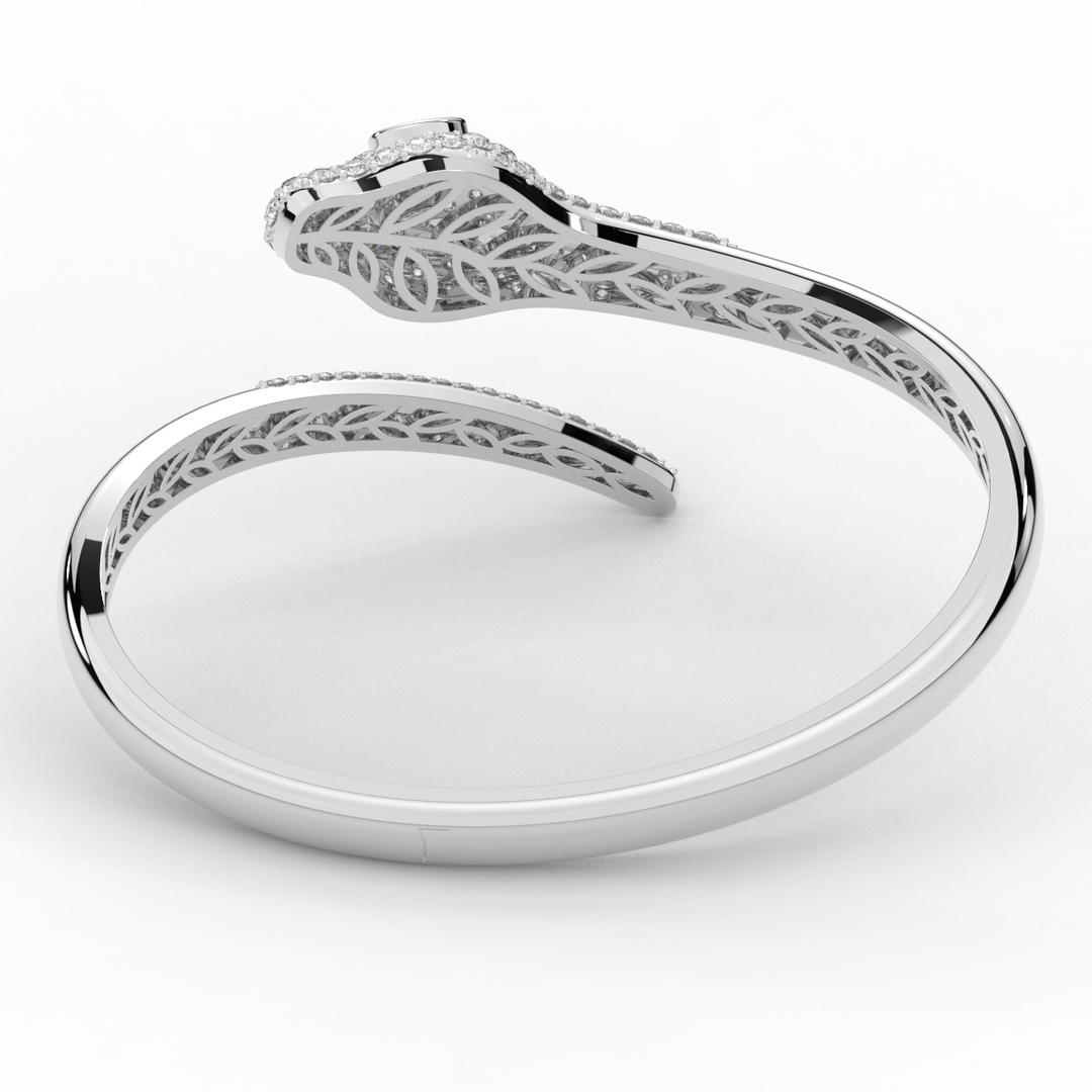 3.75CT.TW ROUND AND PEAR LAB DIAMOND SNAKE BANGLE - Nazarelle