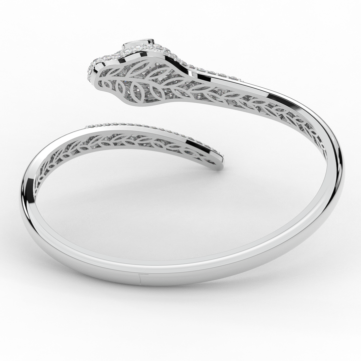 3.75CT.TW ROUND AND PEAR LAB DIAMOND SNAKE BANGLE - Nazarelle