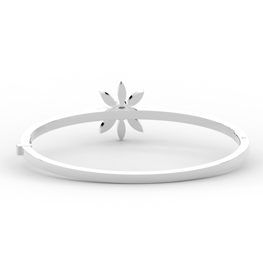 0.40CT.TW ROUND LAB BEZEL AND PRONG SET FLOWER DIAMOND BANGLE - Nazarelle