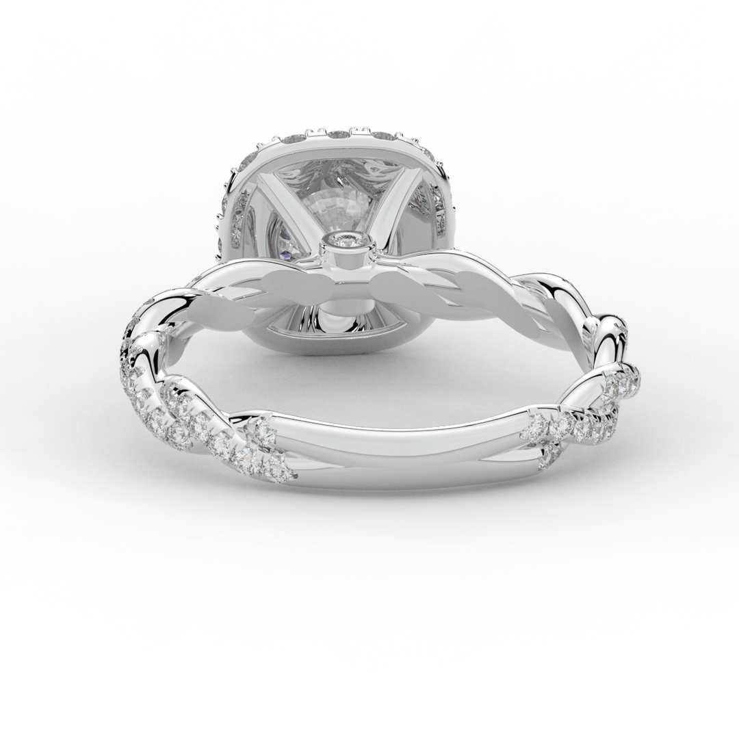 1.55CT.TW ROUND LAB DIAMOND HALO TWIST ENGAGEMENT RING - Nazarelle