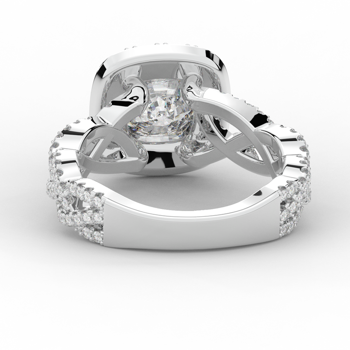 2.70CT.TW CUSHION LAB DIAMOND HALO TRIPLE TWIST ENGAGEMENT RING - Nazarelle