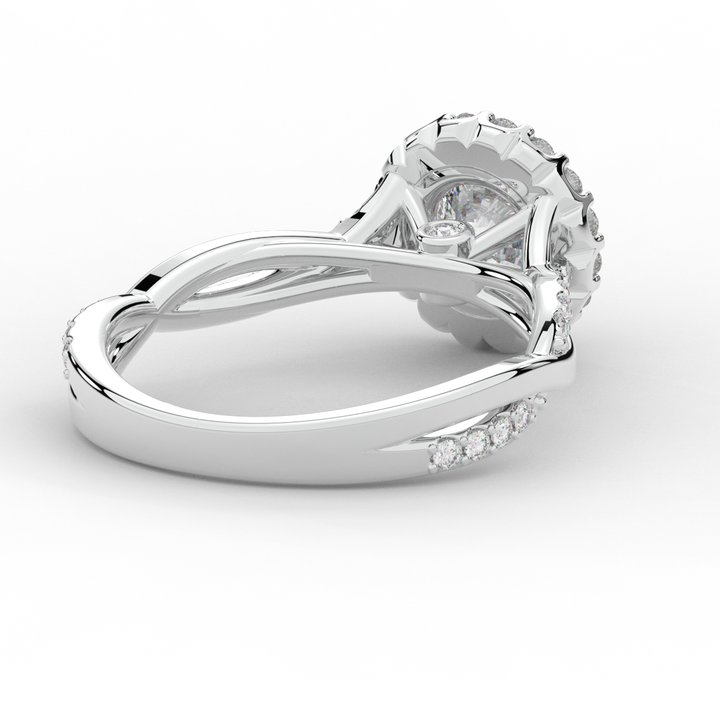 1.35CT.TW ROUND LAB DIAMOND HALO TWIST BAND ENGAGEMENT RING - Nazarelle