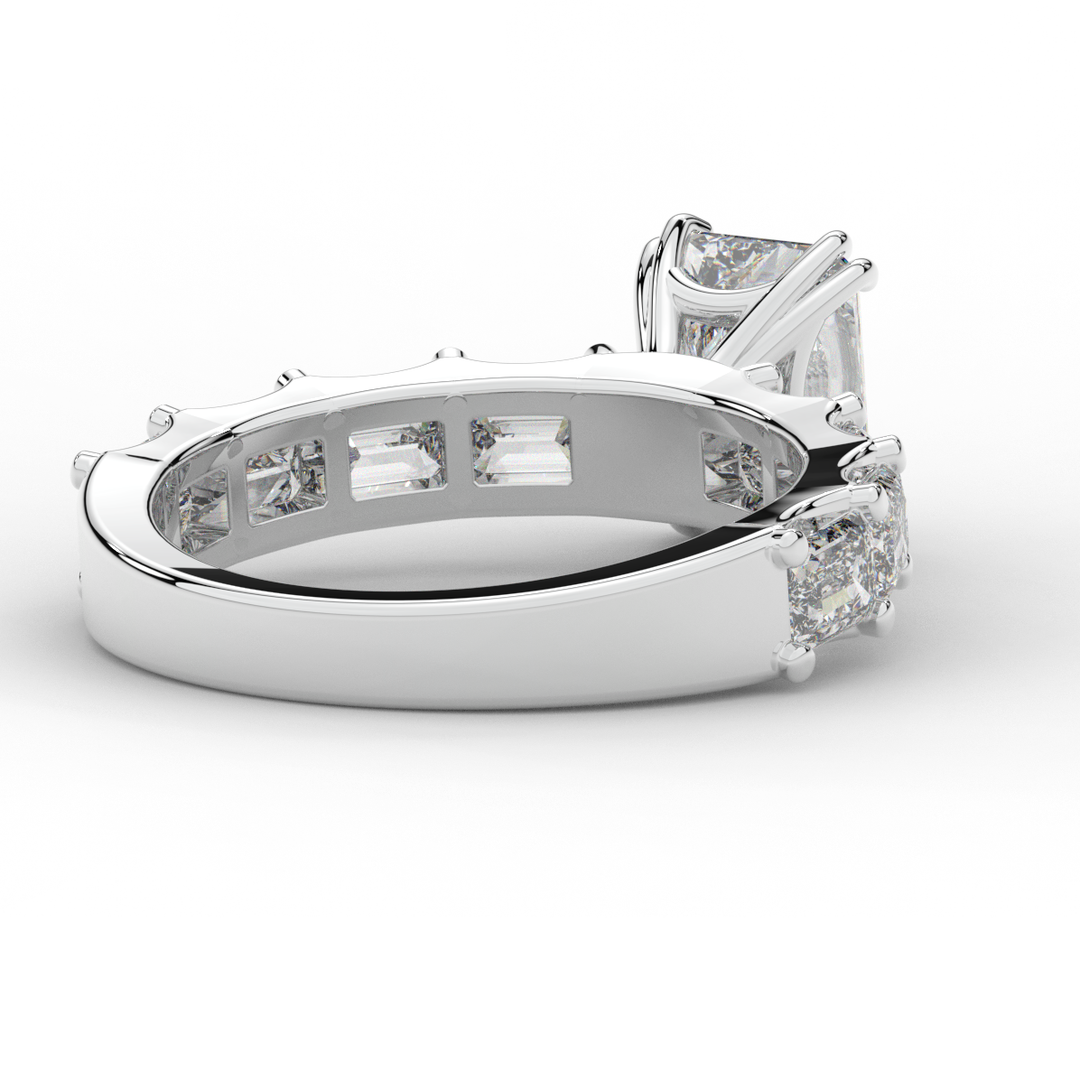 3.75CT.TW RADIANT LAB DIAMOND SOLITAIRE ENGAGEMENT RING - Nazarelle