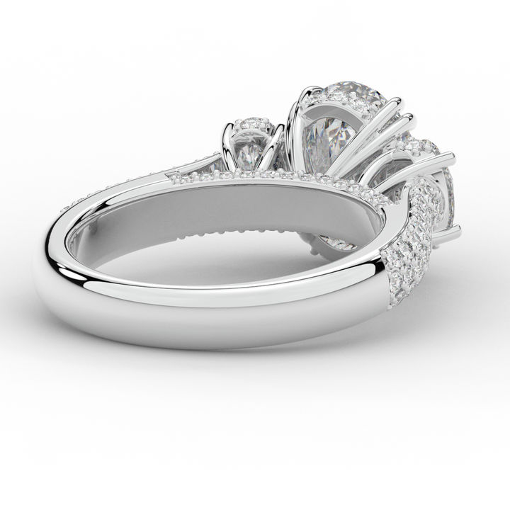 3.70CT.TW OVAL LAB DIAMOND 3 STONE ENGAGEMENT RING - Nazarelle
