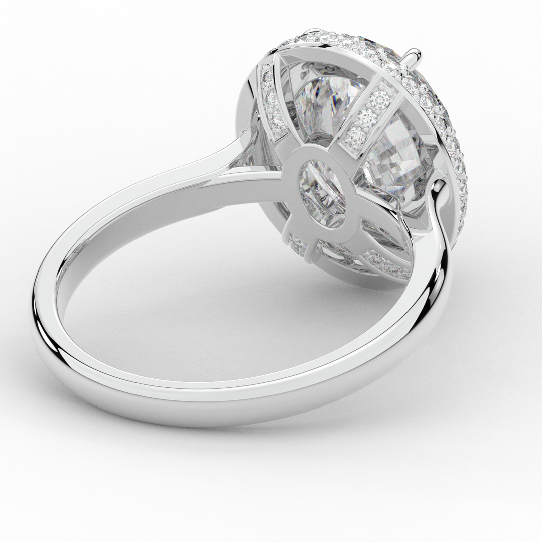 4.40CT.TW OVAL LAB DIAMOND HALO ENGAGEMENT RING - Nazarelle