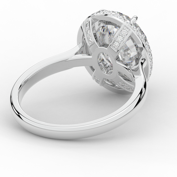 4.40CT.TW OVAL LAB DIAMOND HALO ENGAGEMENT RING - Nazarelle