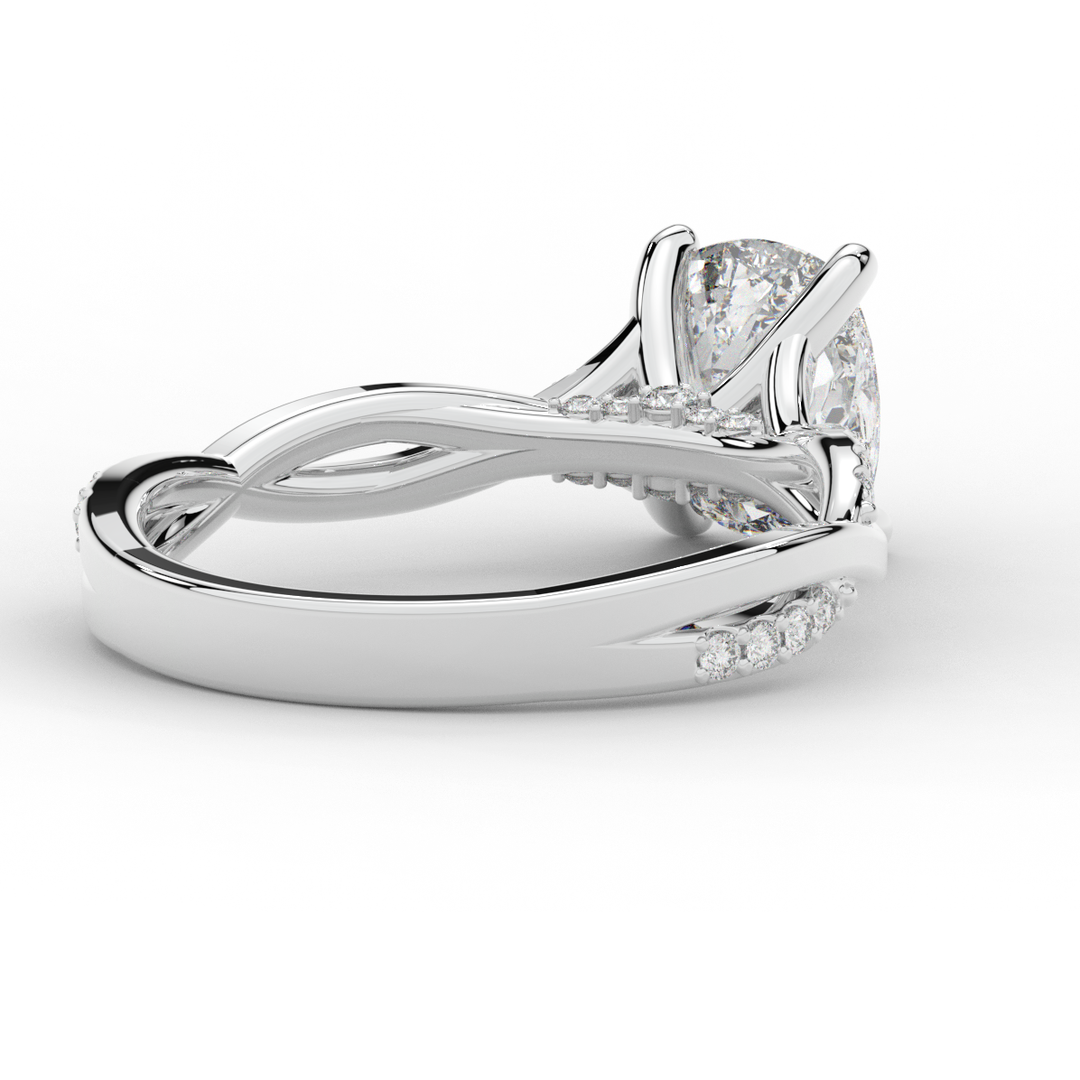 1.70CT.TW CUSHION LAB DIAMOND TWIST BAND ENGAGEMENT RING - Nazarelle