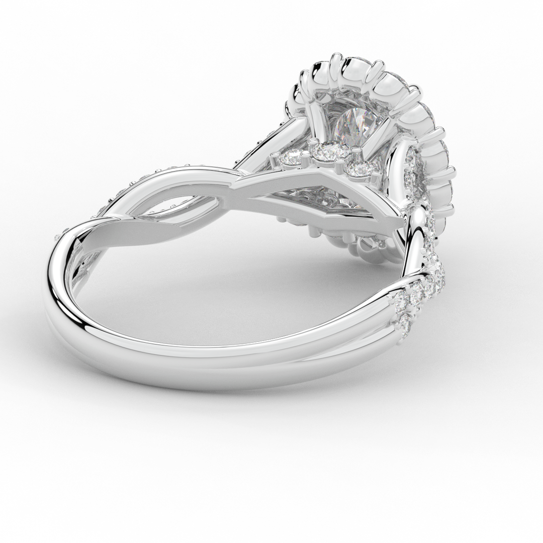 1.75CT.TW OVAL LAB DIAMOND HALO TWIST BAND ENGAGEMENT RING - Nazarelle