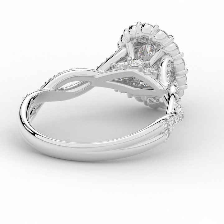 1.75CT.TW OVAL LAB DIAMOND HALO TWIST BAND ENGAGEMENT RING - Nazarelle