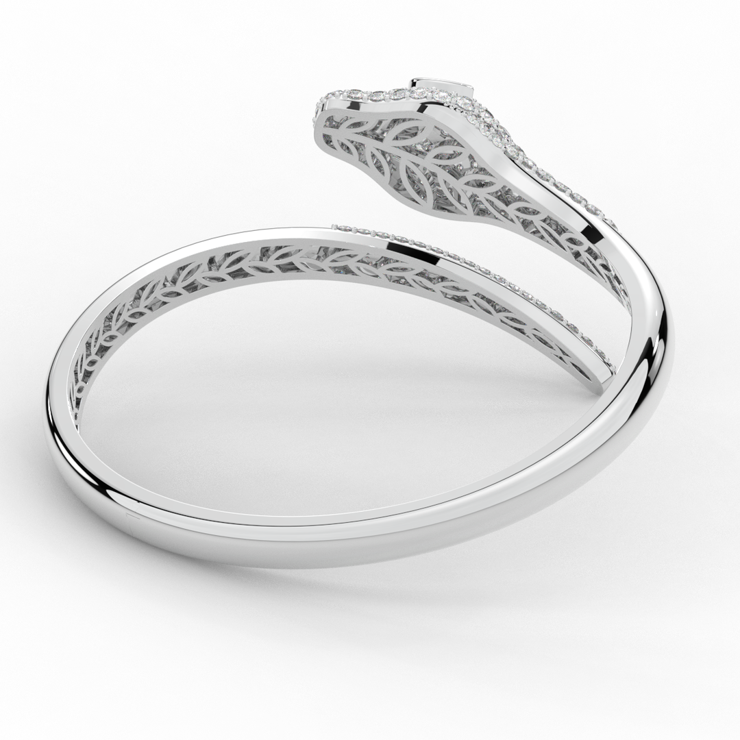 3.75CT.TW ROUND AND PEAR LAB DIAMOND SNAKE BANGLE - Nazarelle