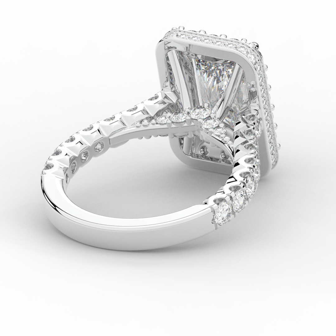 4.50CT.TW RADIANT LAB DIAMOND HALO ENGAGEMENT RING - Nazarelle
