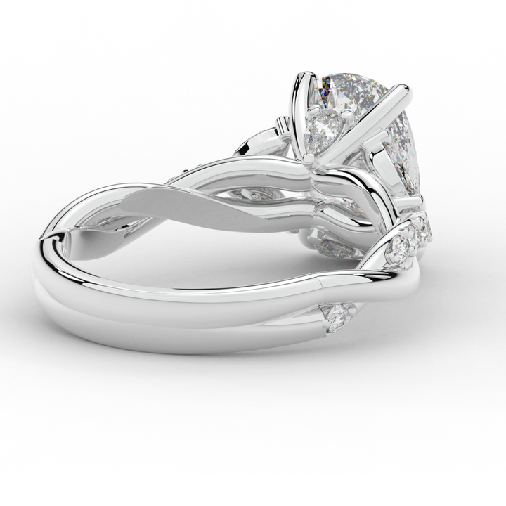 2.40CT.TW CUSHION LAB DIAMOND TWIST BAND ENGAGEMENT RING - Nazarelle