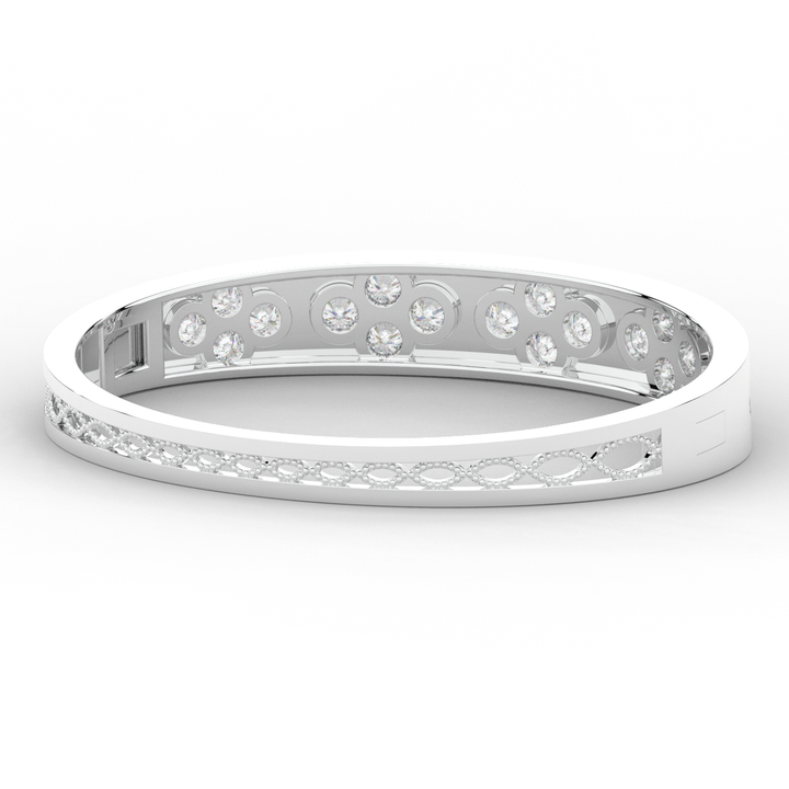 4.10CT.TW ROUND LAB DIAMOND BEZEL SET BANGLE - Nazarelle