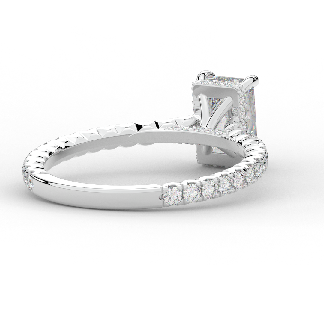 2.10CT.TW RADIANT LAB DIAMOND UNDERHALO SOLITAIRE ENGAGEMENT RING - Nazarelle