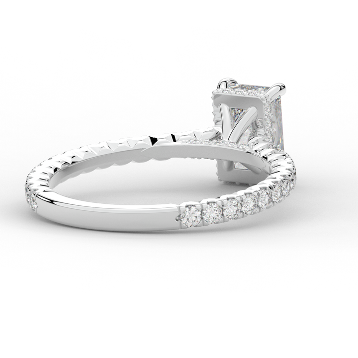 2.10CT.TW RADIANT LAB DIAMOND UNDERHALO SOLITAIRE ENGAGEMENT RING - Nazarelle