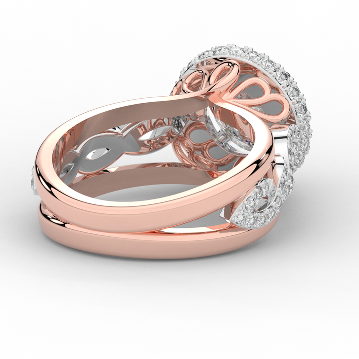 2.85CT.TW ROUND LAB DIAMOND HALO TWO TONE ENGAGEMENT RING - Nazarelle