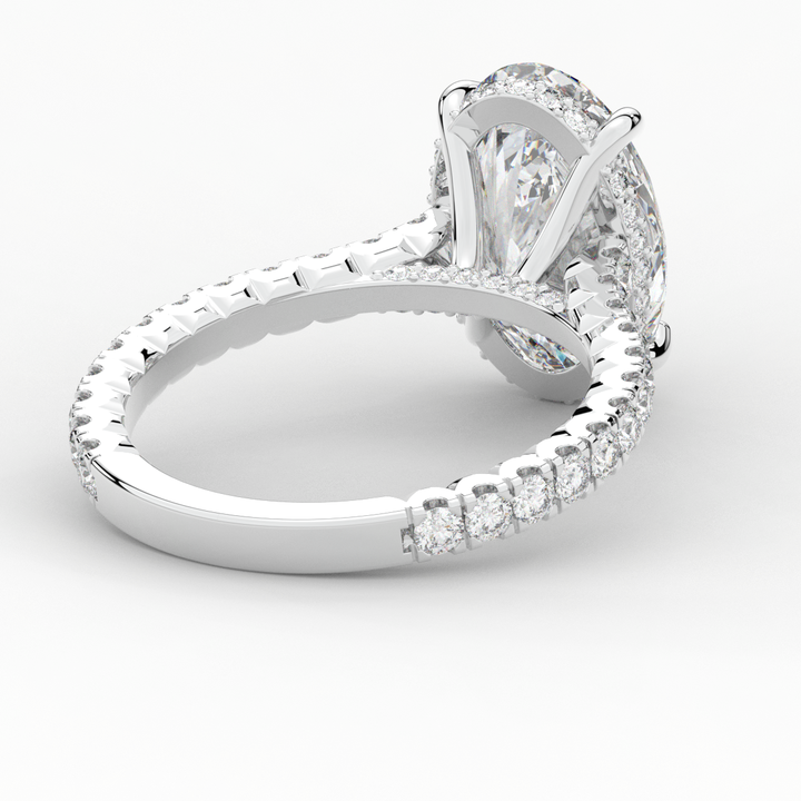 4.70CT.TW OVAL LAB DIAMOND UNDERHALO SOLITAIRE ENGAGEMENT RING - Nazarelle