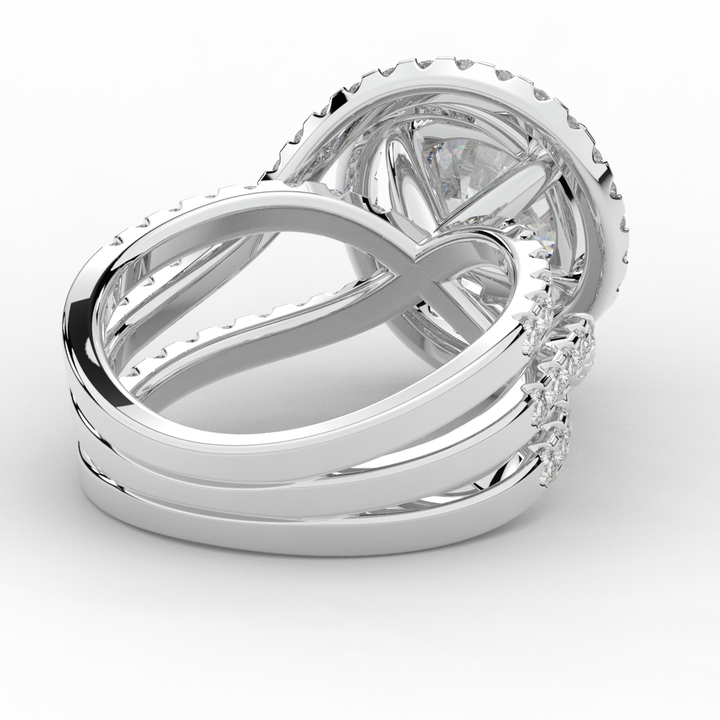 3.90CT.TW ROUND LAB DIAMOND TWIST HALO ENGAGEMENT RING - Nazarelle