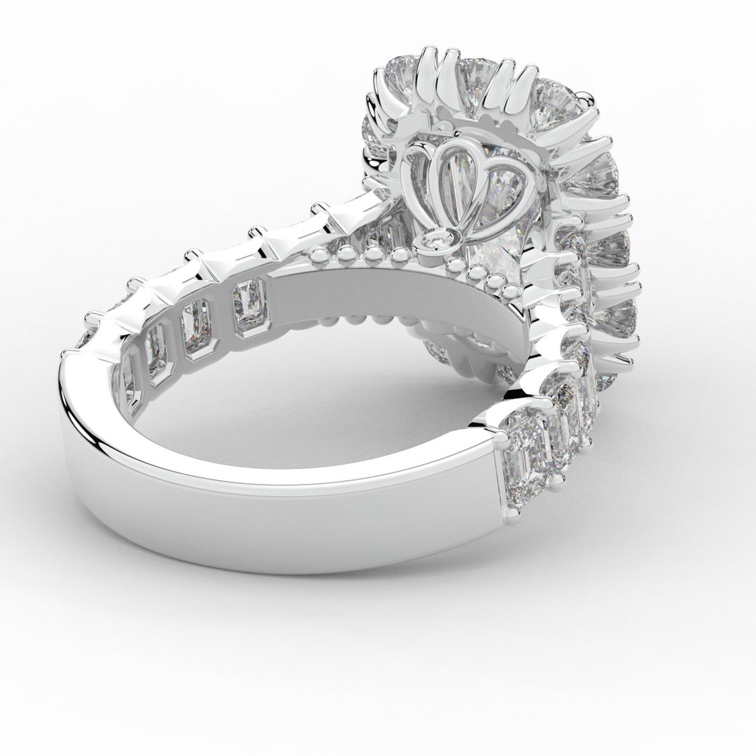 6.00CT.TW RADIANT LAB DIAMOND HALO ENGAGEMENT RING - Nazarelle