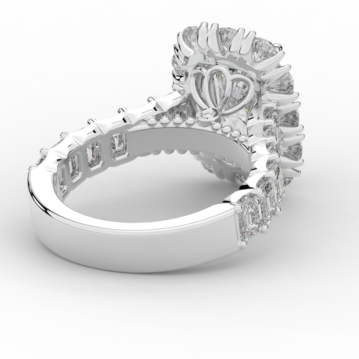 6.00CT.TW RADIANT LAB DIAMOND HALO ENGAGEMENT RING - Nazarelle