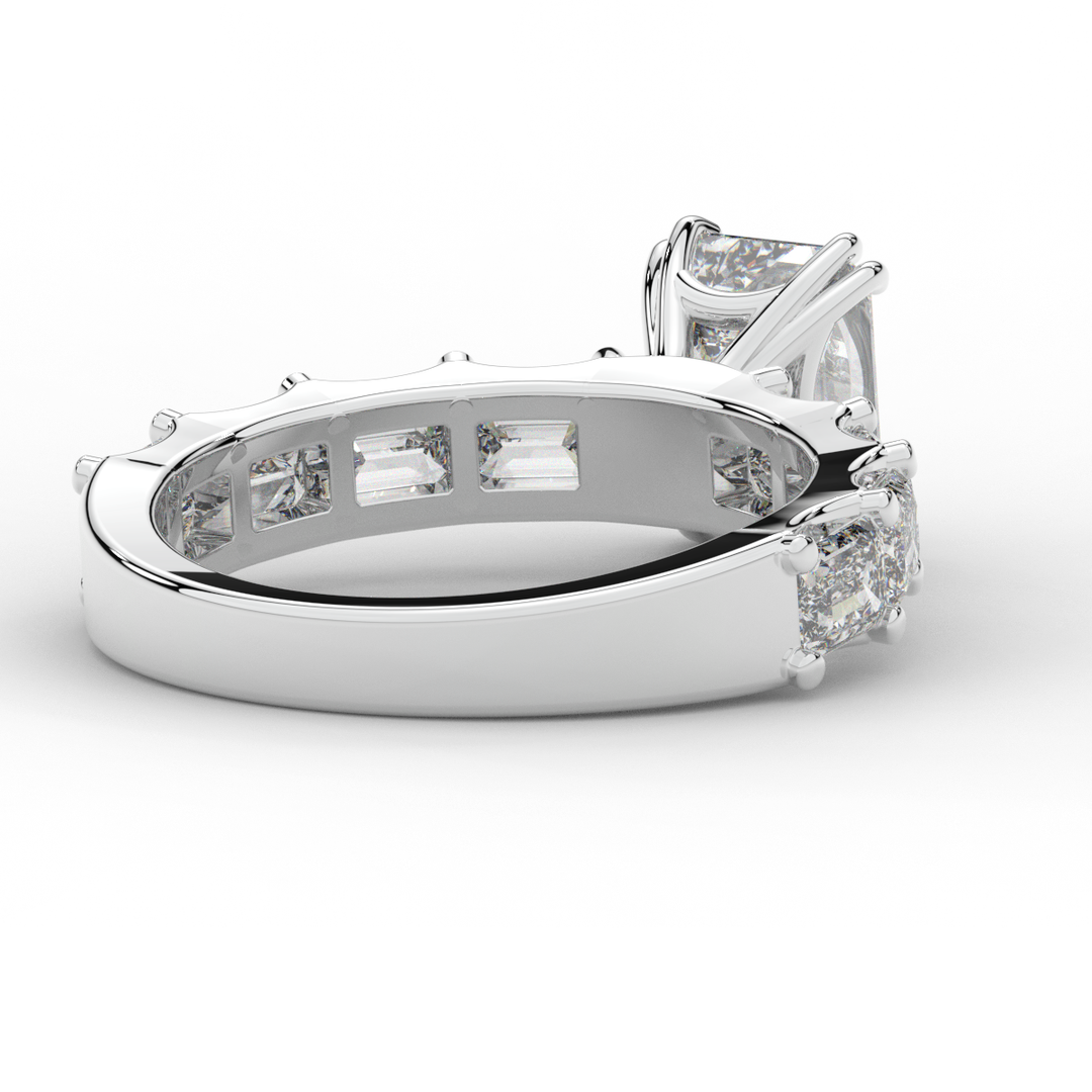 3.75CT.TW EMERALD CUT LAB DIAMOND SOLITAIRE ENGAGEMENT RING - Nazarelle