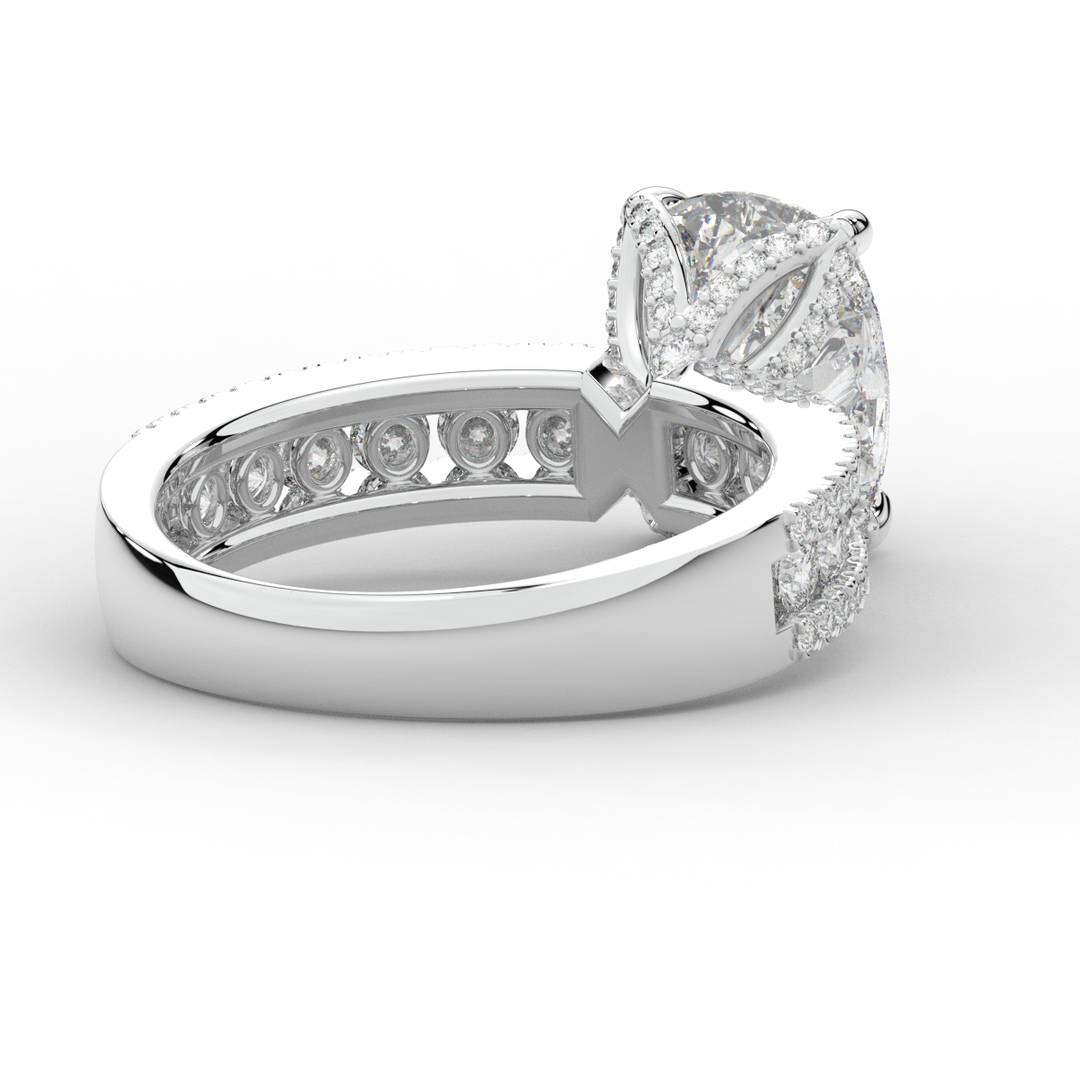 3.95CT.TW CUSHION LAB DIAMOND SOLITAIRE ENGAGEMENT RING - Nazarelle