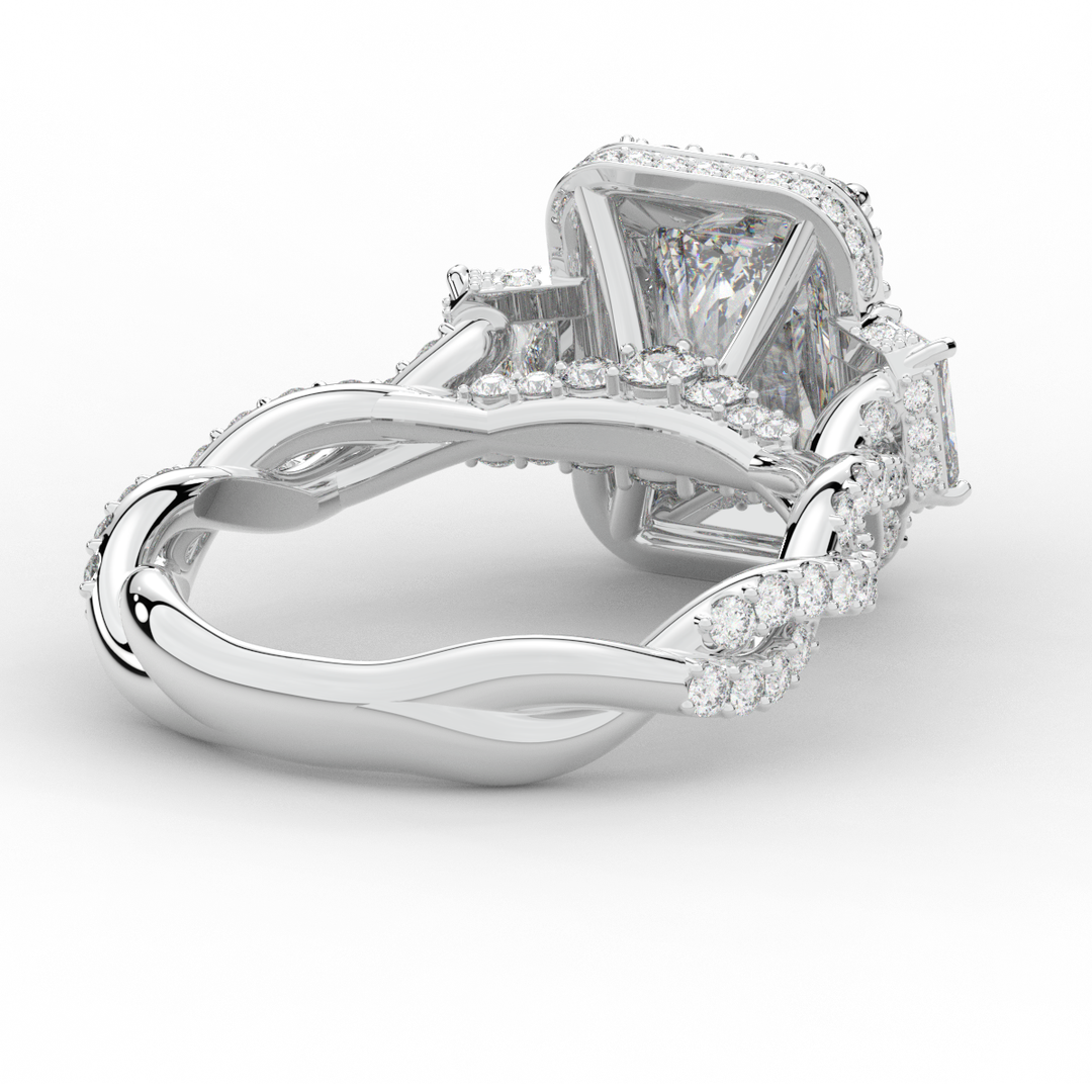 4.70CT.TW RADIANT LAB DIAMOND 3 STONE ENGAGEMENT RING - Nazarelle