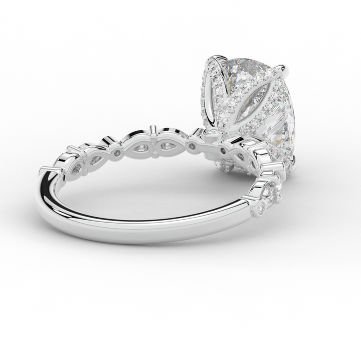 3.60CT.TW CUSHION LAB DIAMOND SOLITAIRE ENGAGEMENT RING - Nazarelle
