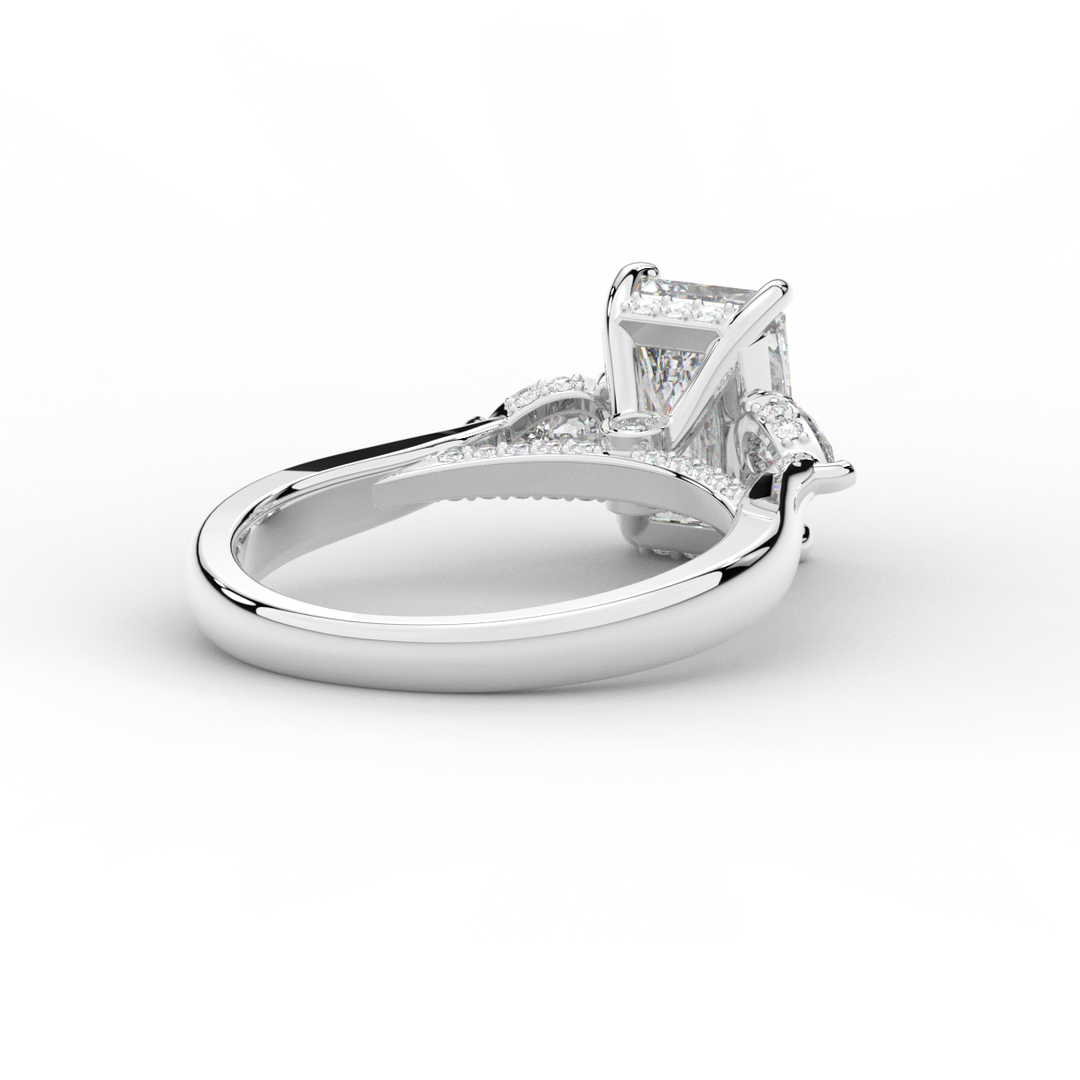 2.40CT.TW RADIANT LAB DIAMOND 3 STONE ENGAGEMENT RING - Nazarelle